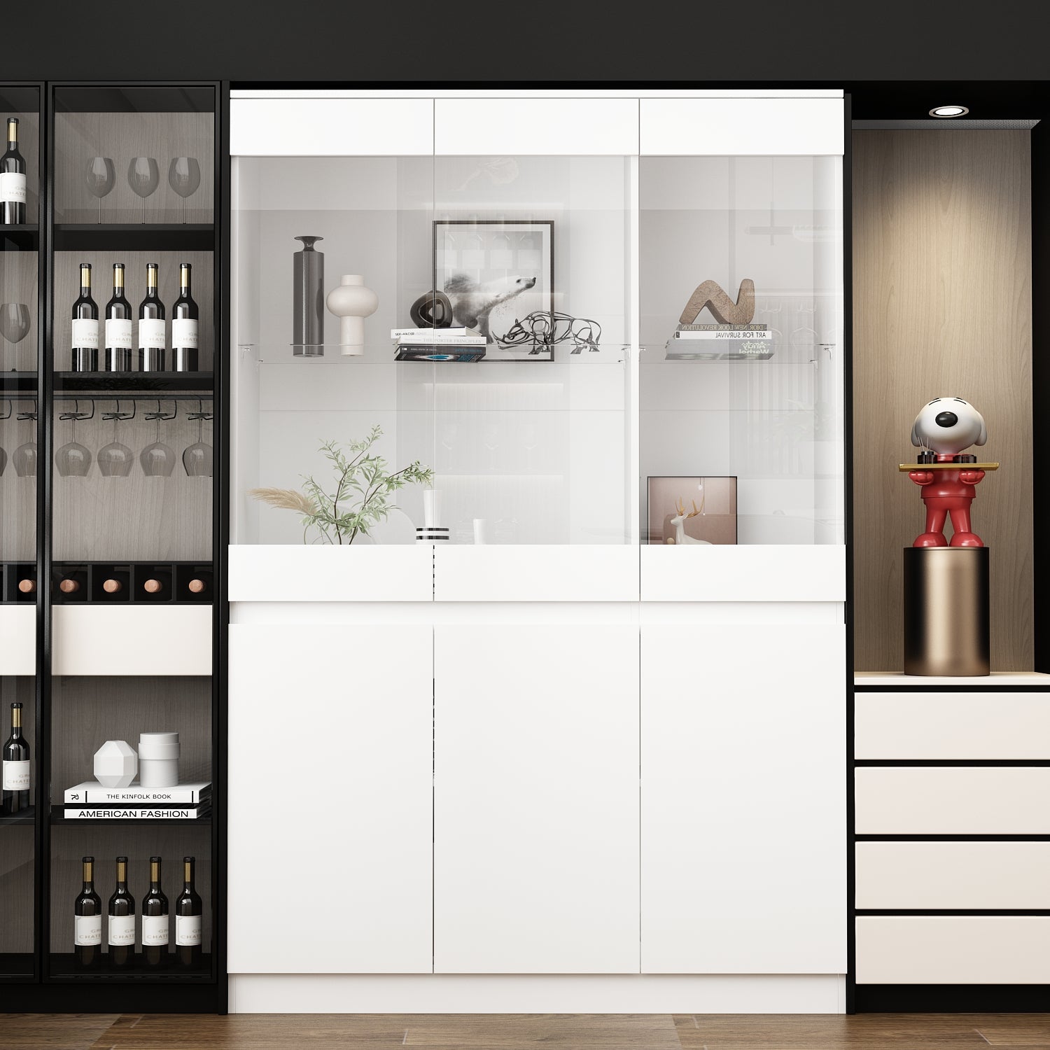 Shelf Filing Kitchen Cabinets Storage Display Nordic Buffet Closet