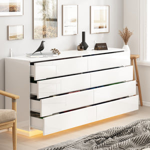 FUFU&GAGA 6-Drawers White Wood Chest of Drawers Storage Cabinet
