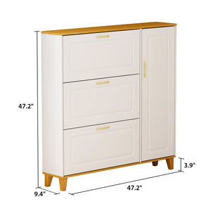 Modern Shoe Storage Cabinet with 3 Compartments & 1 Locker Shoe Cabinet Organizer for Entryway