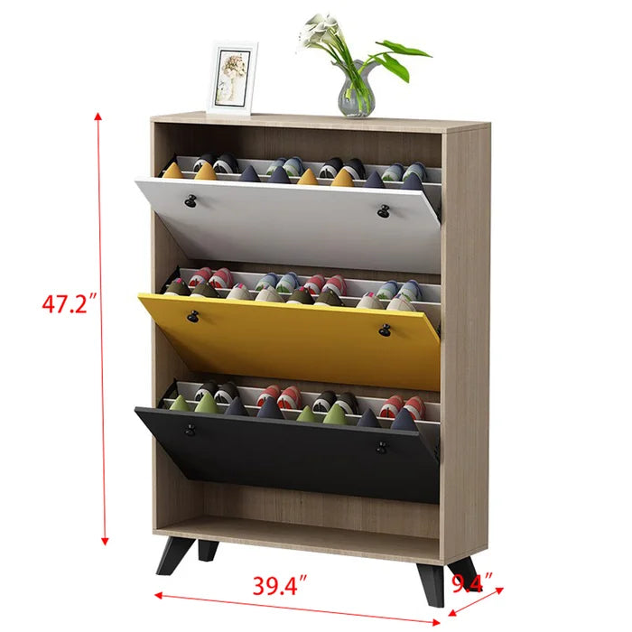 Shoe Storage Cabinet Rack for Shoe Organization with 3 Reversible Drawers