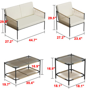 Outdoor Patio Furniture Set Patio Conversation Set 5 Pieces 3 Rattan Chairs 1 Coffee Table 1 End Table