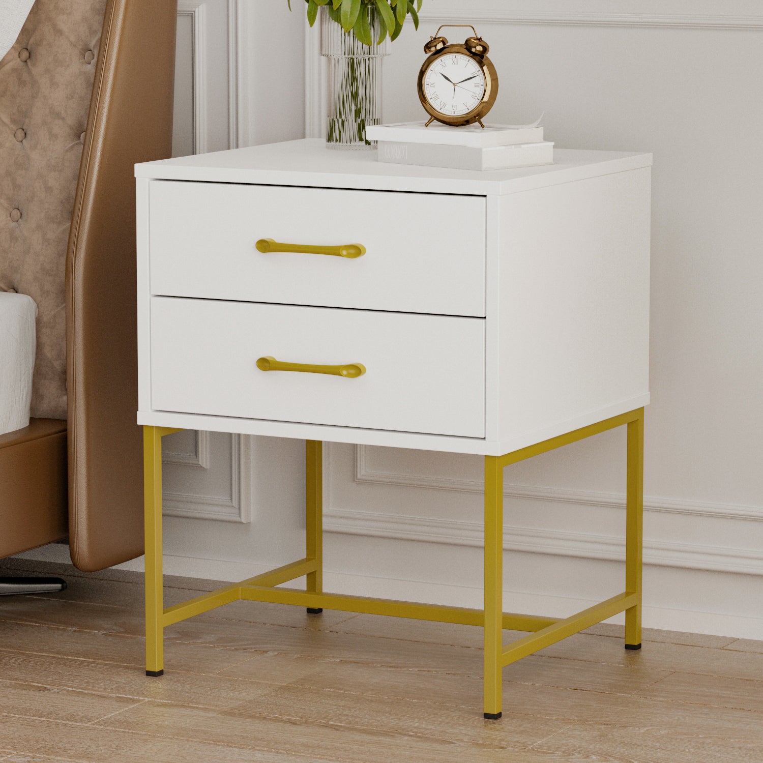 Nightstand Modern Bedside Table with Solid Wood Legs Minimalist Versatile End Table Side Table