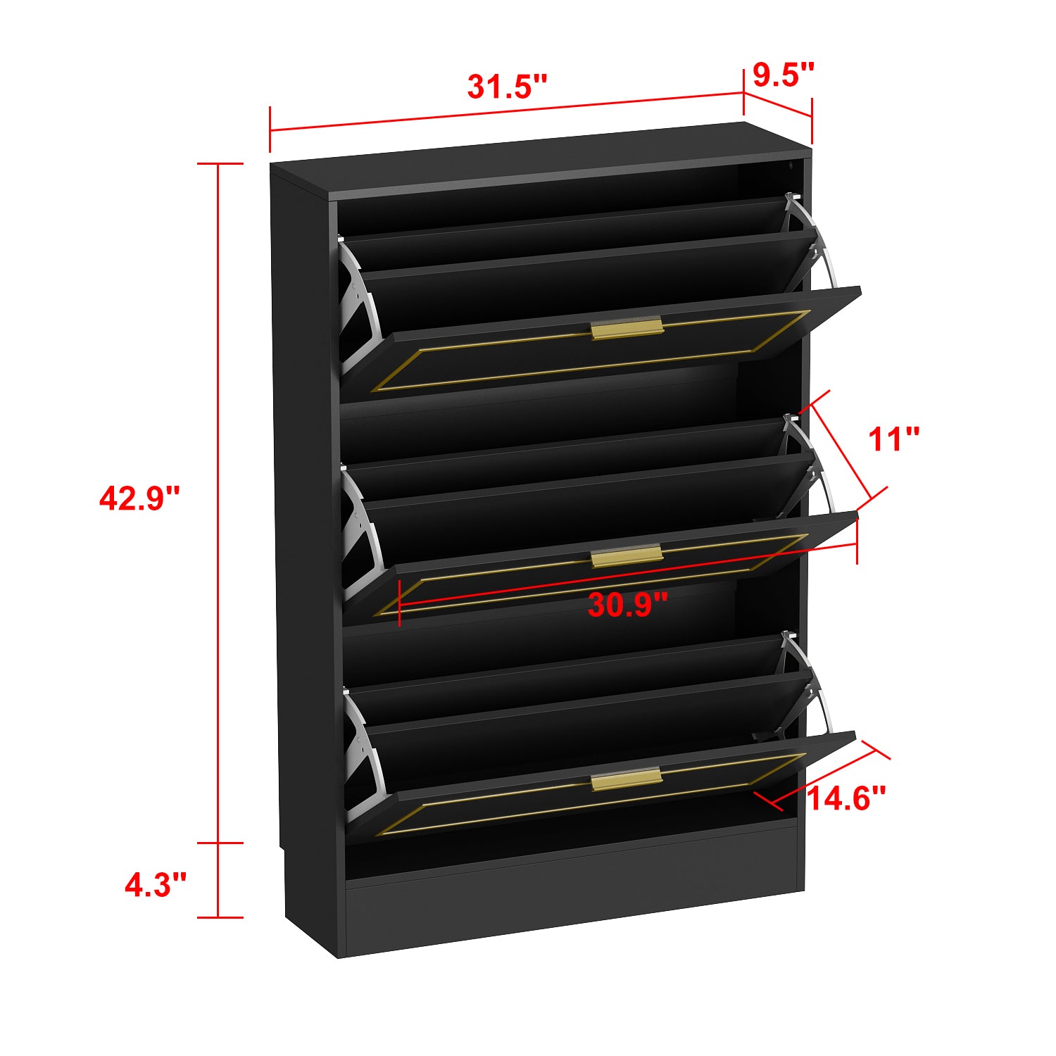 Shoe Cabinet Spell Frame Design 3-Drawer 2-Compartment — FUFUGAGA