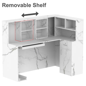 L-Shaped Reception Desk with Large Storage Filing Cabinets