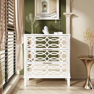 3-Drawer Sideboard Bedroom Sideboard and Mirrored Glass Buffet