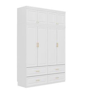 Family Cabinet Wardrobe Bedroom Armoire Home Closet 4 Doors and Drawers