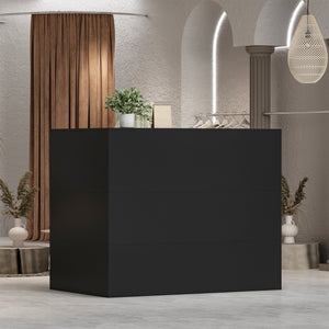 L-Shaped Reception Desk with Large Storage Filing Cabinets