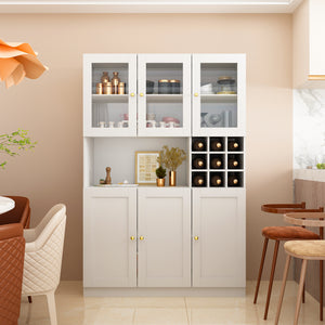 Display Large Pantry Cabinet Wine Storage Rack Sideboard in Kitchen Living Room