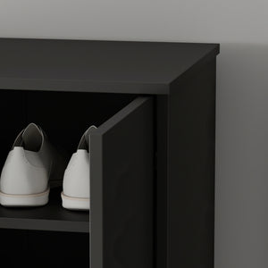 Shoe Cabinet 2-Door with Wheels — FUFUGAGA Black