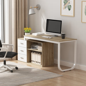Computer Desk with Drawers Home Office Desks Keyboard Shelf Cabinet Storage  Wood