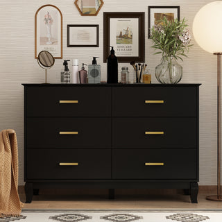 Modern White Finish Double Dresser 6-Drawer Cabinet for Hallway Entryway Living Room