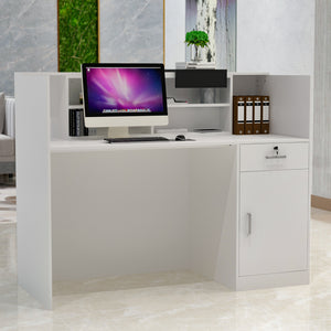 Reception Counter Desk with Lockable Storage Cabinet