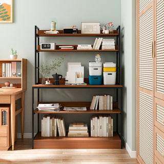 5-Tier Industrial Bookshelf Vintage Standing Storage Shelf Farmhouse Display Rack