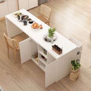 Kitchen Island with Storage Dining Table Open Shelves & Drawers
