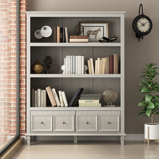 Bookshelf Cabinet Large Grey Sideboard with 3-Tier Open Shelf & 2 Drawers