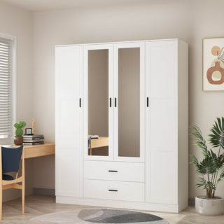 Wardrobe Multifunctional Large Storage Cabinet Armoire with 2 Mirrors