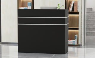 Modern Wooden Reception Desk Computer Table with Filing Cabinet Lockable Storage 47"W
