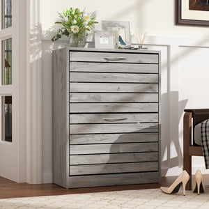 Shoe Cabinet with 2 Flip Drawers 2-Tire Shoe Storage Cabinet for Entryway