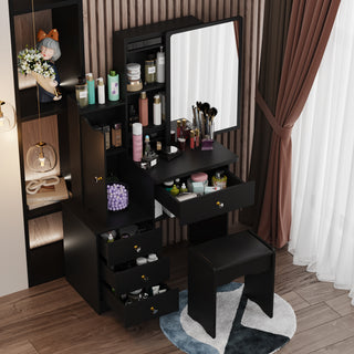 Vanity Set Makeup Vanity Dressing Table with Sliding Lighted Mirror