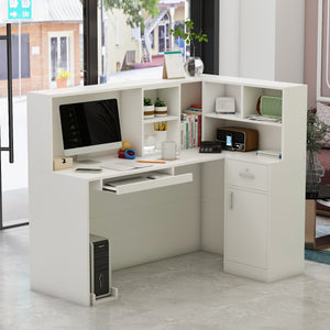 L-Shaped Reception Desk with Large Storage Filing Cabinets