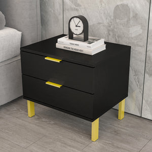 Nightstand with 2 Drawers End Table with Gold Metal Legs for Bedroom