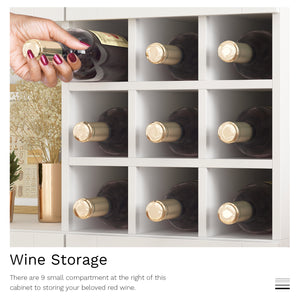 Display Large Pantry Cabinet Wine Storage Rack Sideboard in Kitchen Living Room