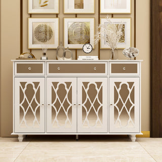 Sideboard Buffet Contemporary Entryway Cabinet with Mirrored Drawers & Doors for Multi-Storage