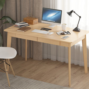 Wooden Minimalist Desk Wide Study Desk Sturdy & Stable 47.2"W