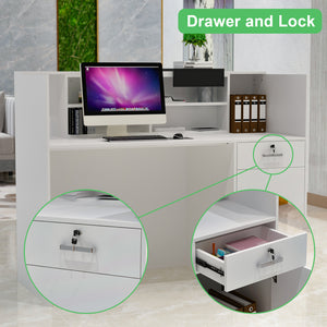 Reception Counter Desk with Lockable Storage Cabinet