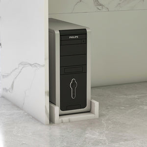 L-Shaped Reception Desk with Large Storage Filing Cabinets