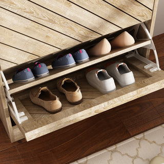 Shoe Cabinet with 3 Flip Drawers Distressed Shoe Organizer for Hallway Entryway