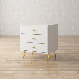 Nightstand Modern Bedside Table with Solid Wood Legs Minimalist and Versatile End Side Table 3 Drawers