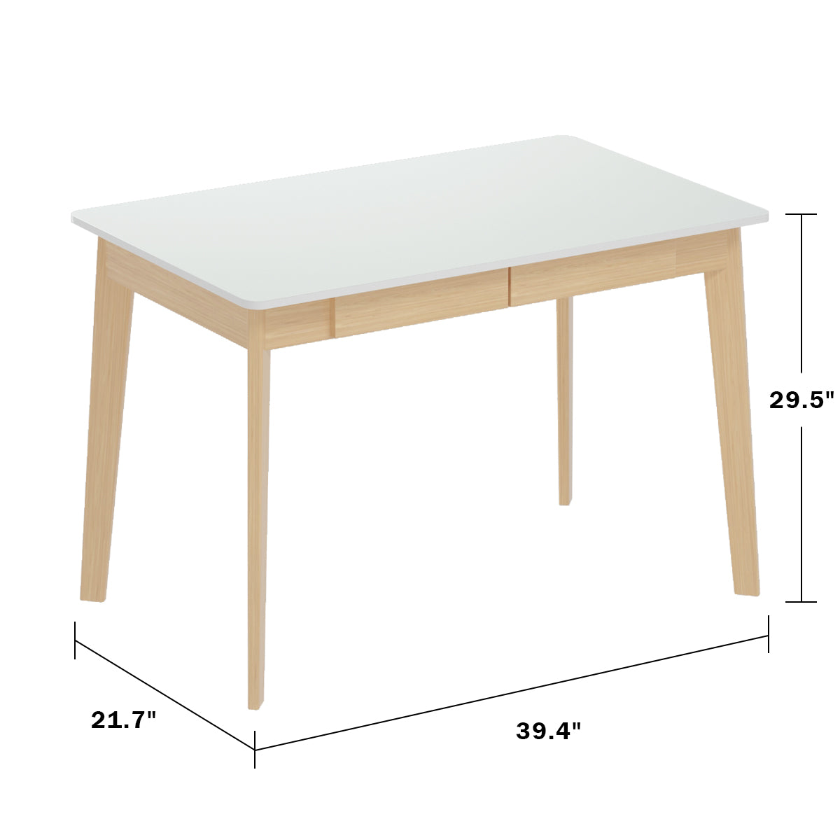 Wooden Minimalist Writing Desk White Study Table for Office 39.4"W