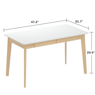 Wooden Minimalist Desk Wide Study Desk Sturdy & Stable 47.2"W