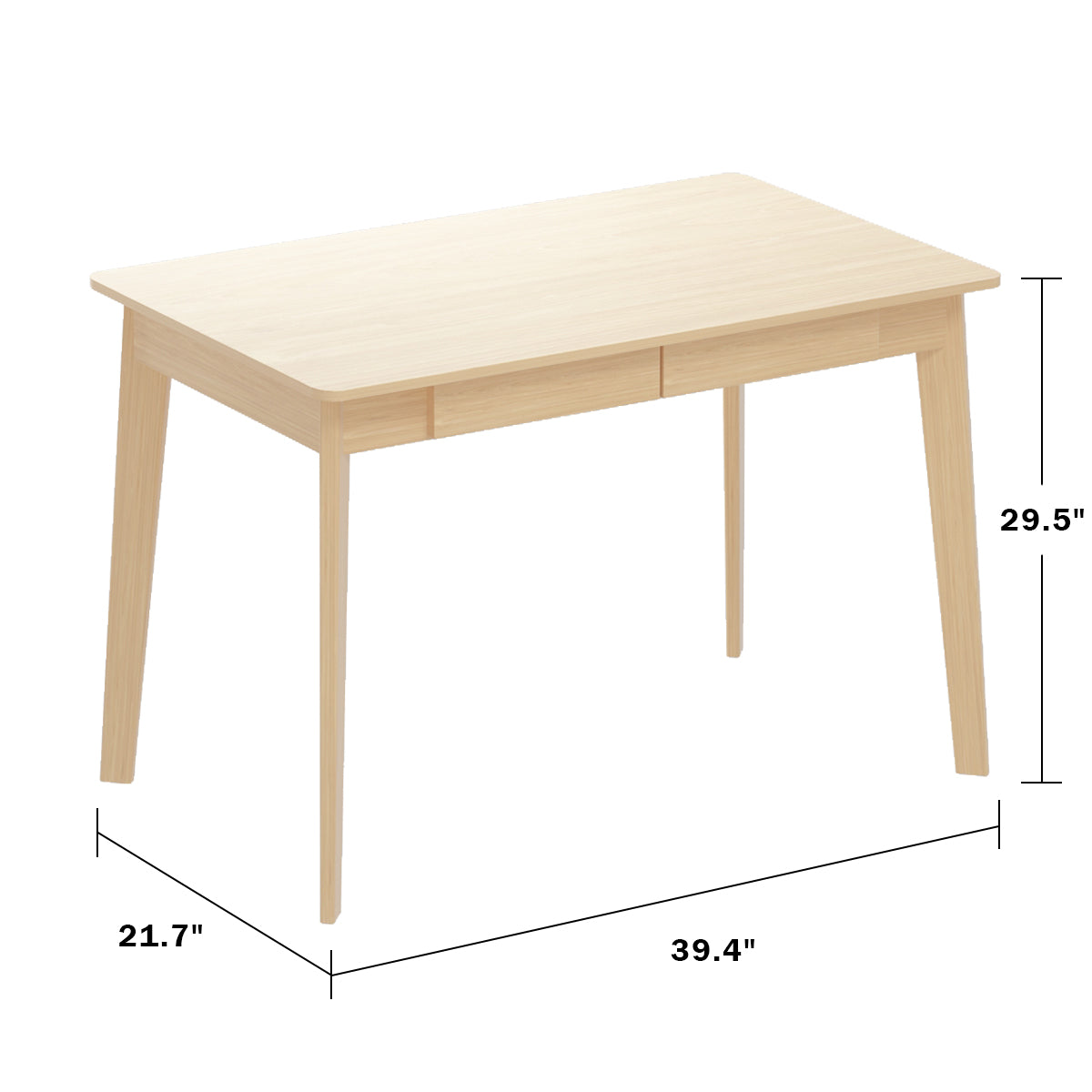 Wooden Minimalist Writing Desk White Study Table for Office 39.4"W