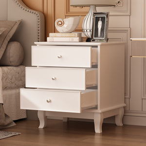 Nightstand End Table 3-Drawer Bedside Table for Living Room Office Bedroom