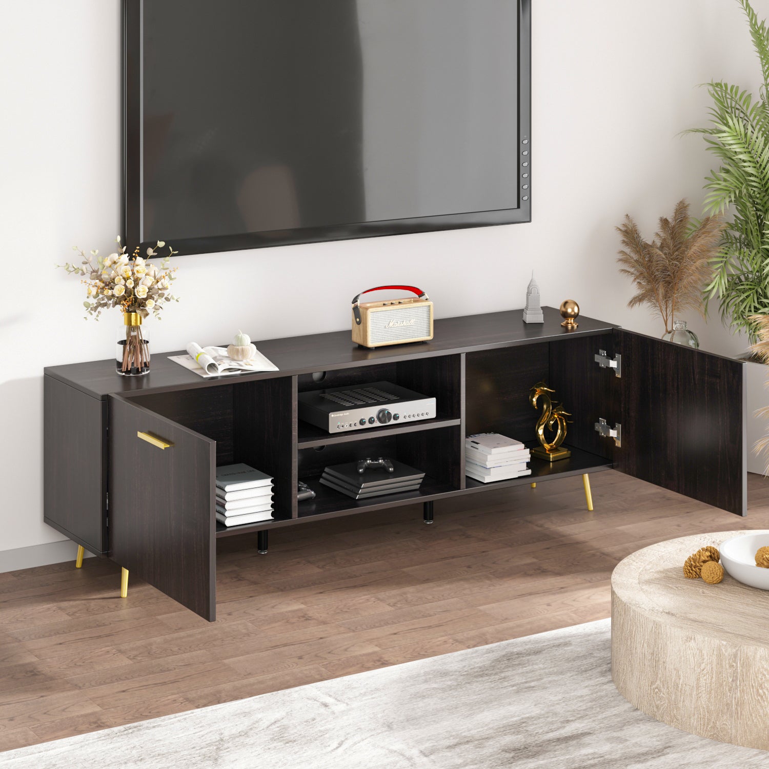 Morden TV Stand Storage Media Console Entertainment Center with Storage