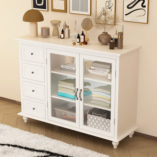 Buffet Cabinet Storage Sideboard with 4 Drawers & Acrylic Glass Doors