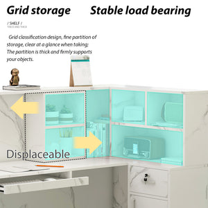 L-Shaped Reception Desk with Large Storage Filing Cabinets