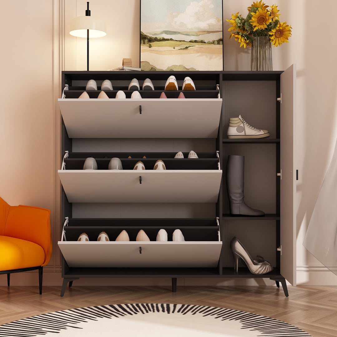 Shoe Cabinet with Metal Legs, Free Standing Shoe Storage Shelve with 2 Flip  Drawers, Storage Shelf and Storage Drawer, Modern Shoe Rack Storage  Organizer for Entryway Hallway Living Room, White 