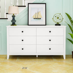 Modern Double Dresser Bedroom Cabinet Sideboard with 6 Drawers for Storage