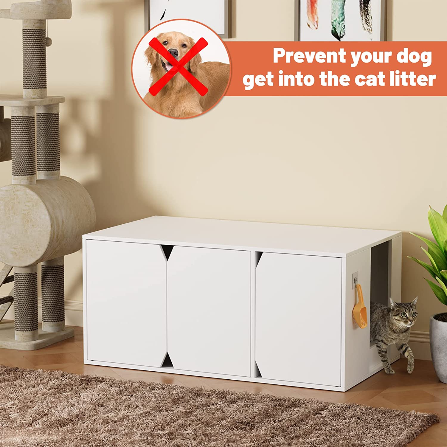Cat Litter Box Enclosure Wooden Cat House for Indoor Use