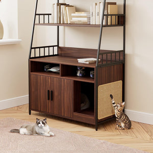 Storage Shelf Hidden Cat Litter Box Enclosure Furniture 3-Tire Display Shelf