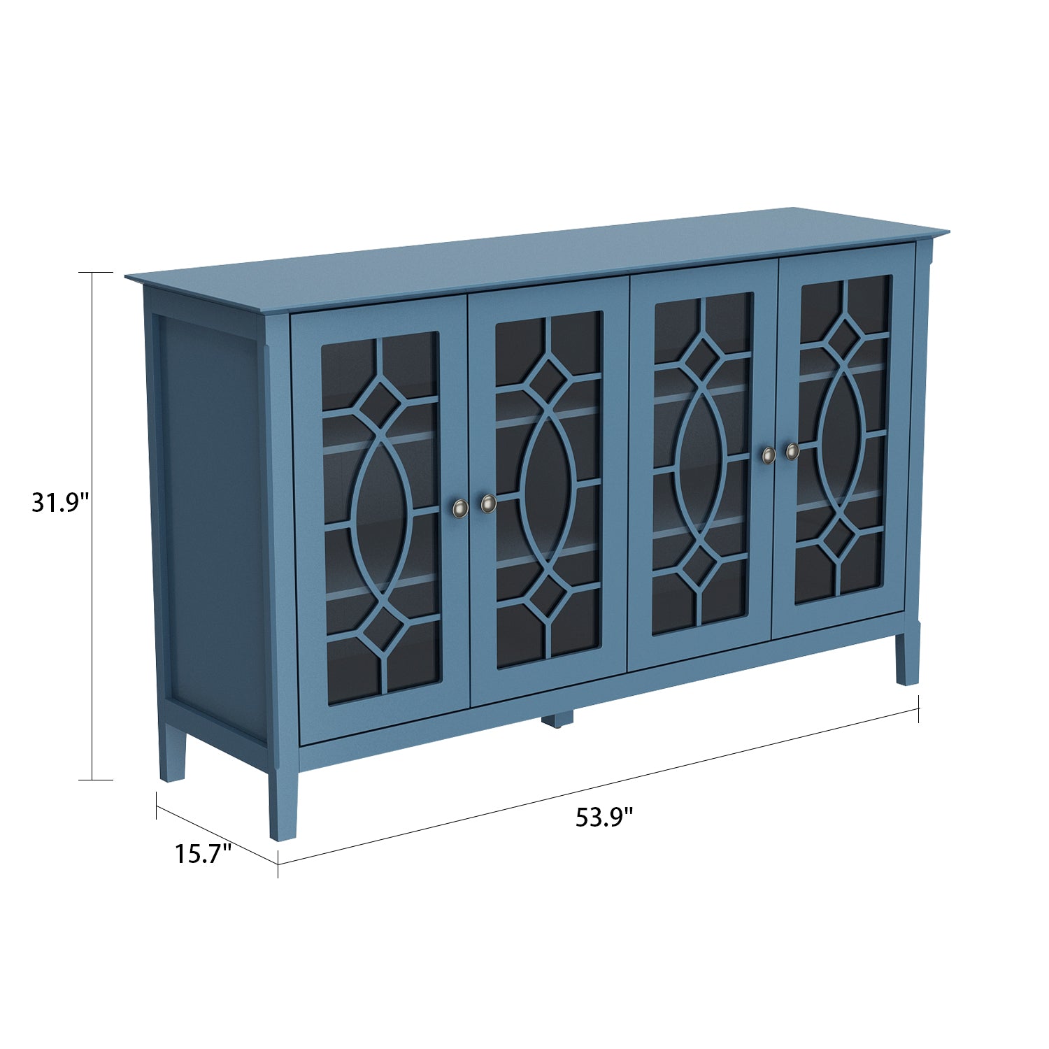 Retro Relief Dining Sideboard 4-Door Display Cabinet for Kitchen Living Room