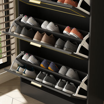 Shoe Cabinet Metal Frame with 3- Drawers — FUFUGAGA 3 Drawers