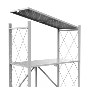 5-Tier Metal Storage Shelf Toolless Assembly Folding Shelving Unit with Rolling Brake Wheels