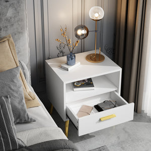 Small Bedside Cabinet 1 Open Shelf and 1 Drawer Storage Table Nightstand