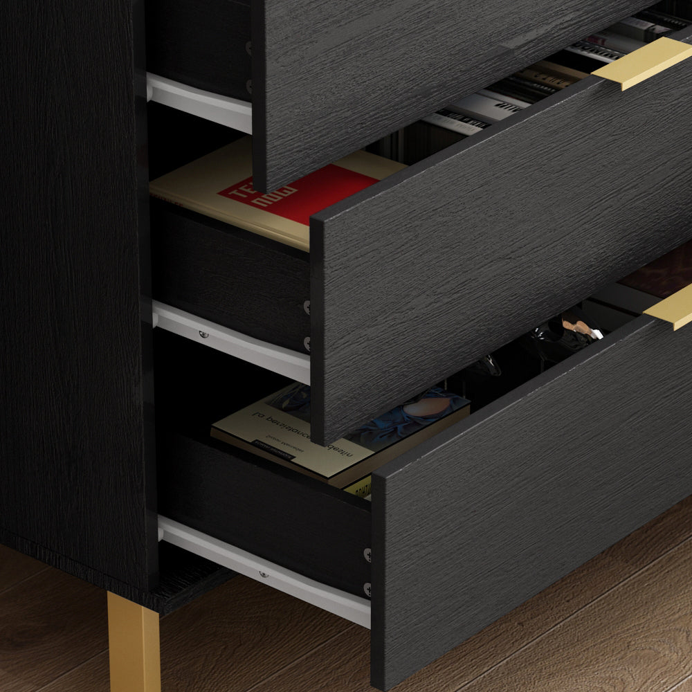 Vertical Chest 3-Drawer Nightstand Dresser Storage Sideboard with Metal Legs for Bedroom