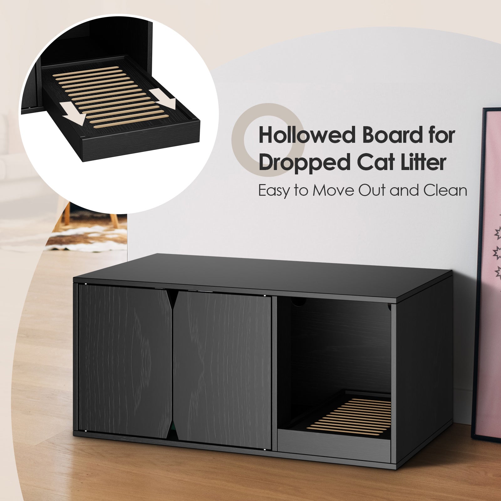 Cat Litter Box Enclosure with Storage Cabinet Pet Crate Cat Washroom