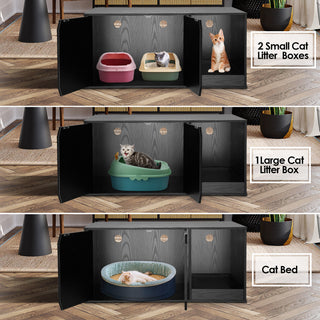 Cat Litter Box Enclosure with Storage Cabinet Pet Crate Cat Washroom